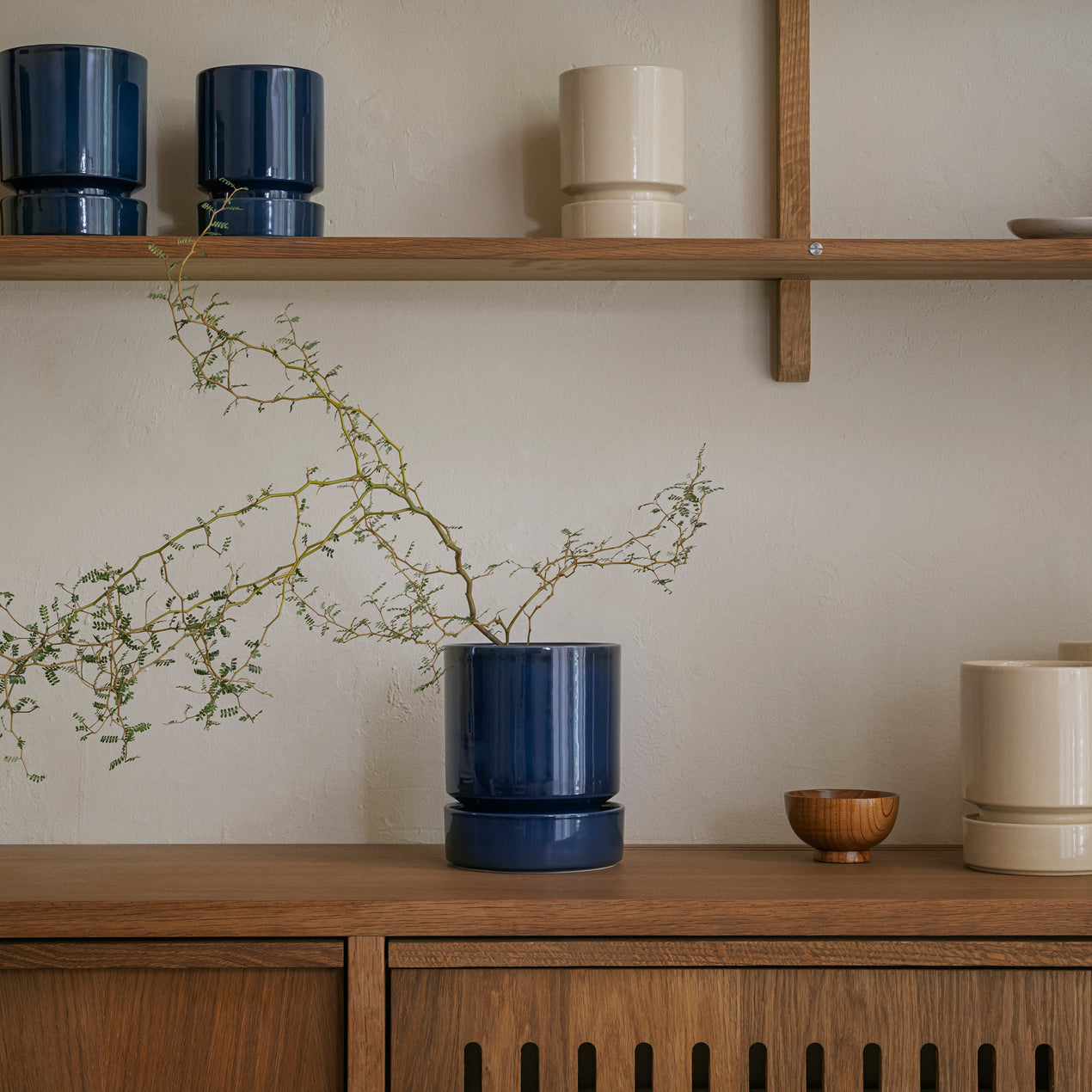 DTOC HOFF GLAZED SAPP BLUE POT SET, 12CM