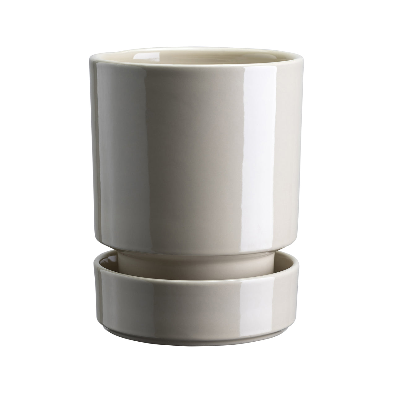 Hoff Glazed Sandstone 12cm Pot with Saucer