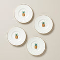 British Colonial Bamboo Party Plates, Set of 4
