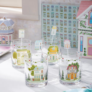 Lenox Spice Village Double Old-Fashioned Glasses with Stirrers, Set of 4