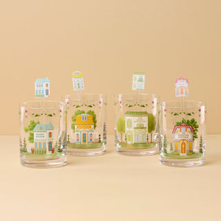 Lenox Spice Village Double Old-Fashioned Glasses with Stirrers, Set of 4