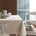 DTOC Lenox French Perle Linen Embroidered Tablecloth 52X70