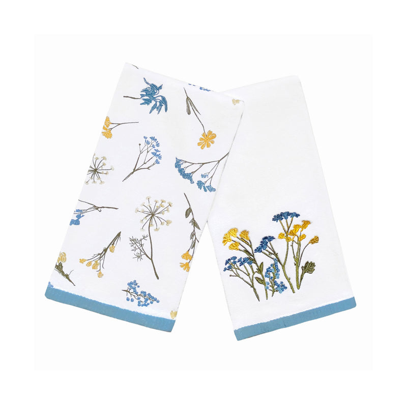 DTOC Lenox Wildflowers Embroidered Kitchen Towels, S/2 18x28