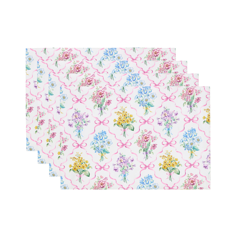 DTOC Lenox Bouquet Ribbon Placemats, Set of 4, 13x19