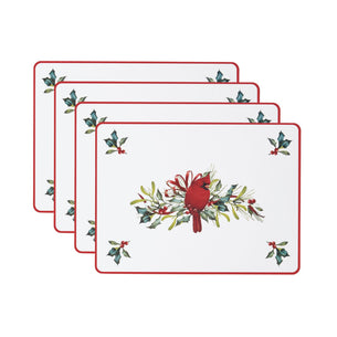 Winter Greetings Cardinal Cork Placemats, Set of 4