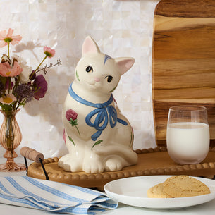 Poppies on Blue Kitten Cookie Jar