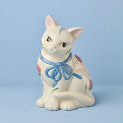 Poppies on Blue Kitten Cookie Jar