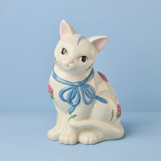 Poppies on Blue Kitten Cookie Jar