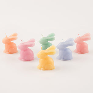Mini Rainbow Bunny Candles, Set of 6