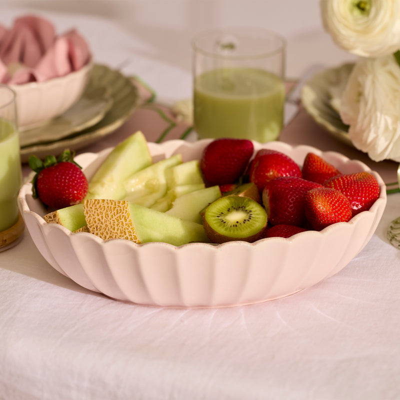 French Perle Scallop Blush Serving Bowl