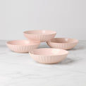 French Perle Scallop Blush Pasta Bowls, Set of 4