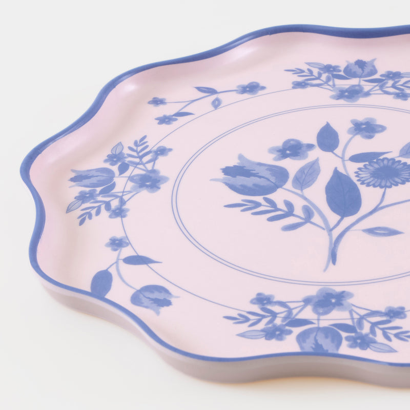Vintage Botanical Reusable Large Plates, Set of 4