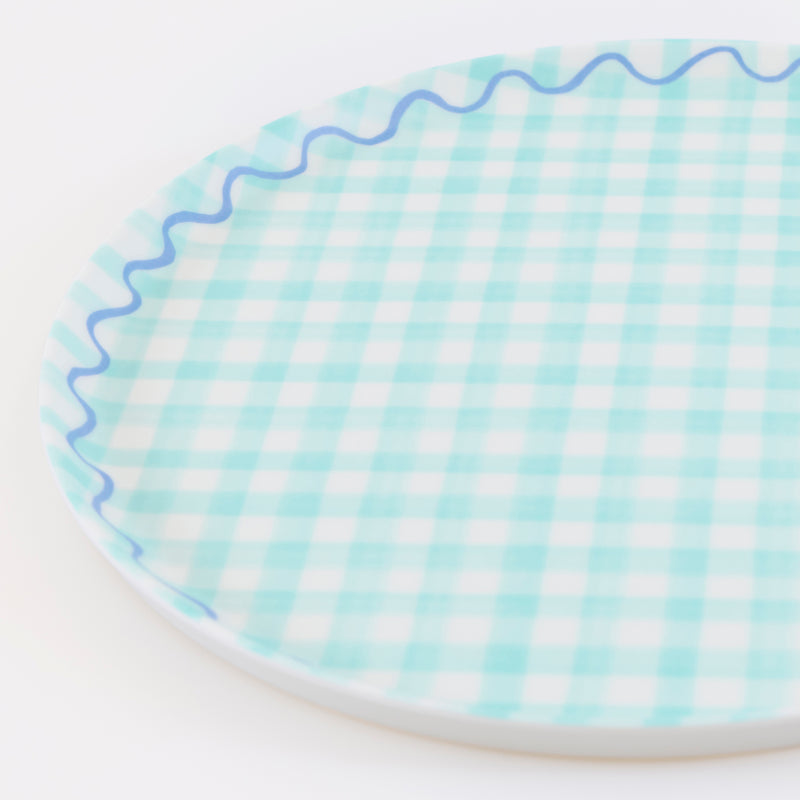 DTOC Gingham Reusable Large Plates S/6