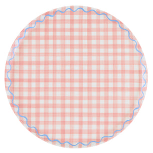 Gingham Reusable Large Plates, Set of 6