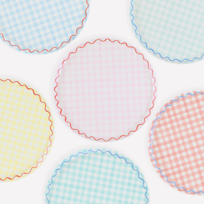DTOC Gingham Reusable Large Plates S/6