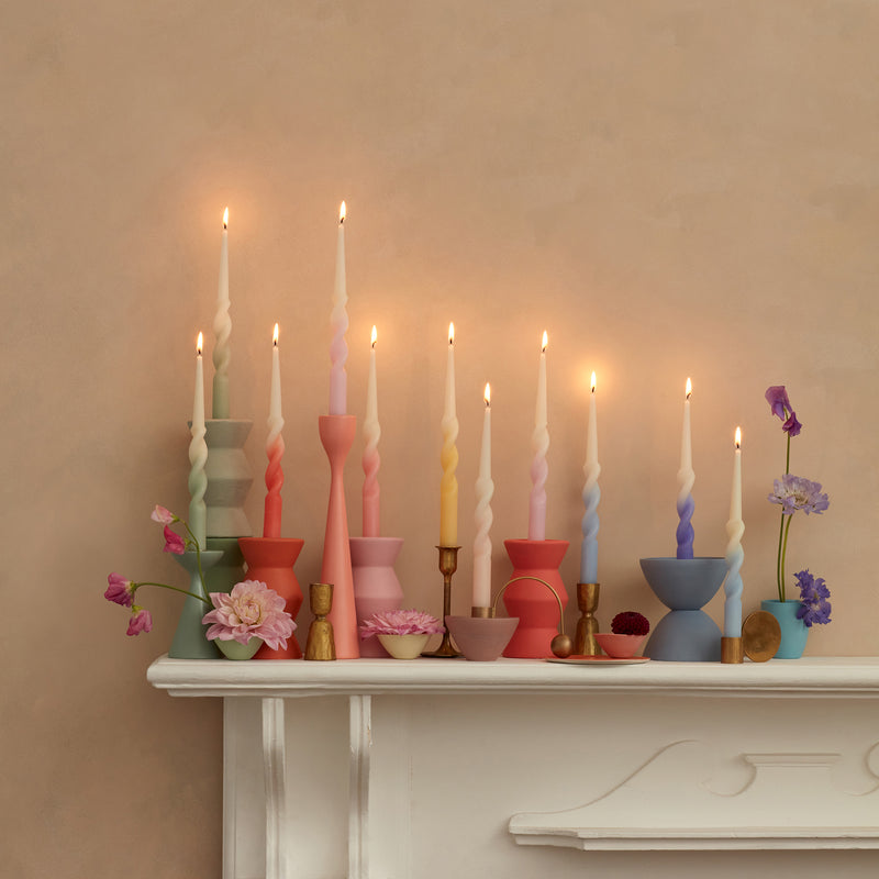 DTOC Rainbow Twisted Table Candles- Pack of 8
