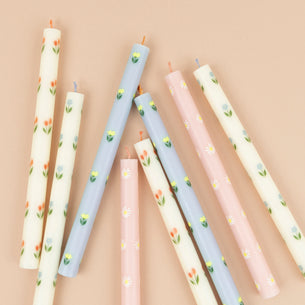 Floral Table Candles, Set of 8