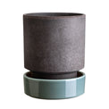 Hoff Raw Grey Glazed Misty Blue Pot Set, 5.5"