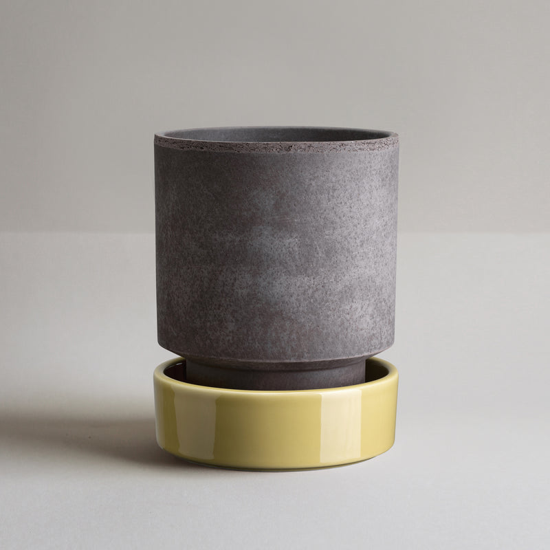 Hoff Raw Grey Glazed Pale Yellow Pot Set, 5.5