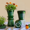Simona Glazed Emerald Green Pot Set, 4.7"