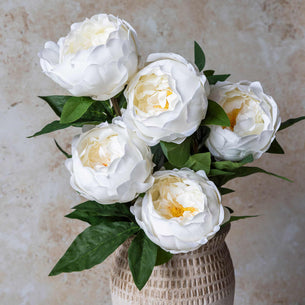 Artificial Real Touch White Peony Stem