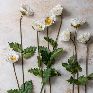 Artificial White Poppy Stem