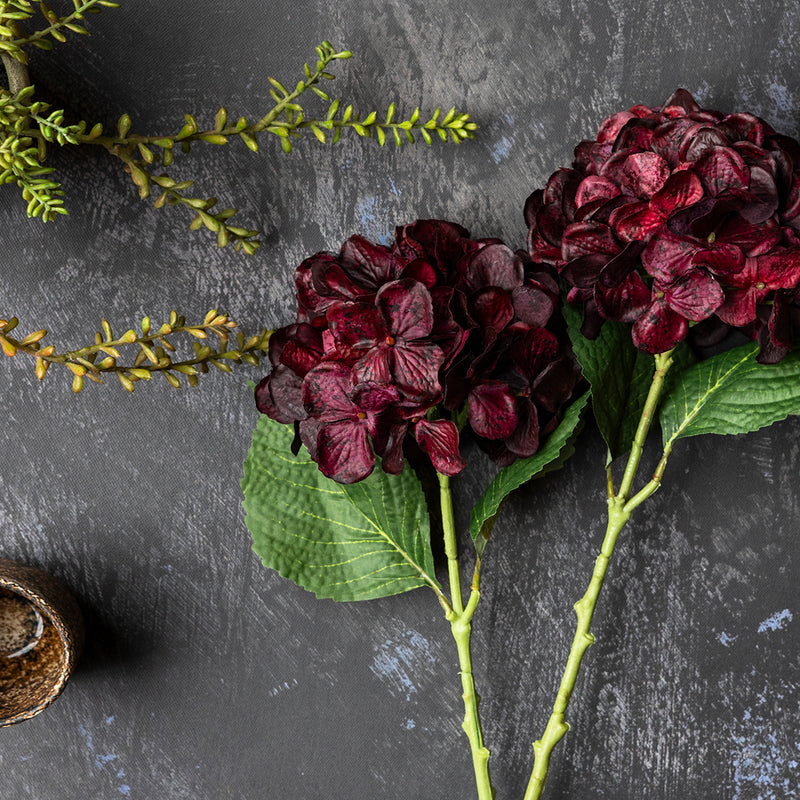 Artificial Real Touch Crimson Hydrangea Stem