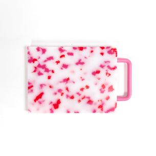 Small Pink/White Cutting Board with Handle