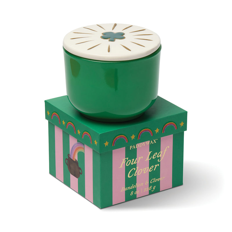 Charmed Four Leaf Clover Dandelion & Clover 8oz Candle