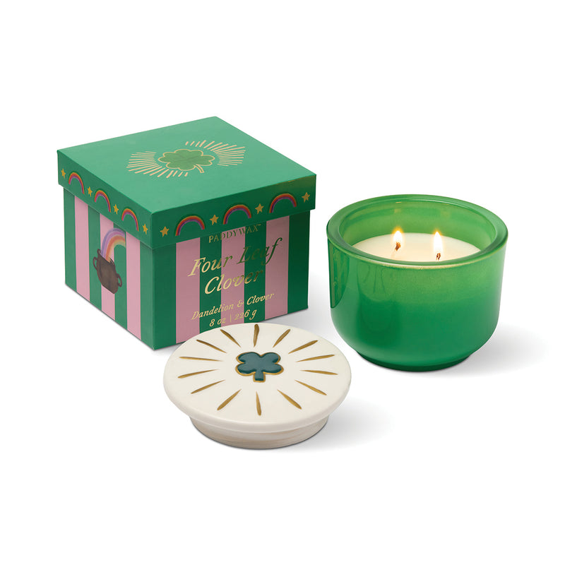 Charmed Four Leaf Clover Dandelion & Clover 8oz Candle