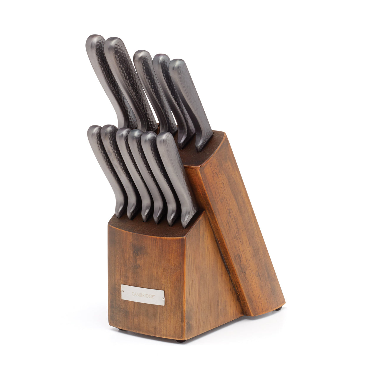 cambridge silversmiths Nero Hammered Titanium 12-Piece Cutlery Block Set