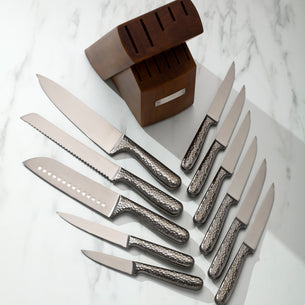 Nero Hammered Titanium 12-Piece Cutlery Block Set