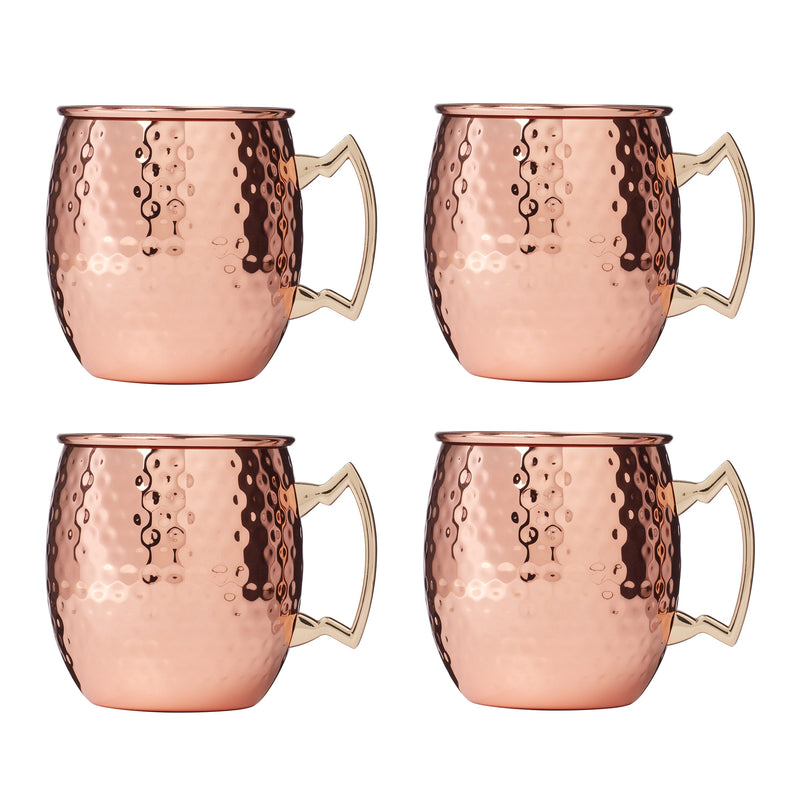 20 oz Hammered Copper Moscow Mule Mugs, Set Of 4