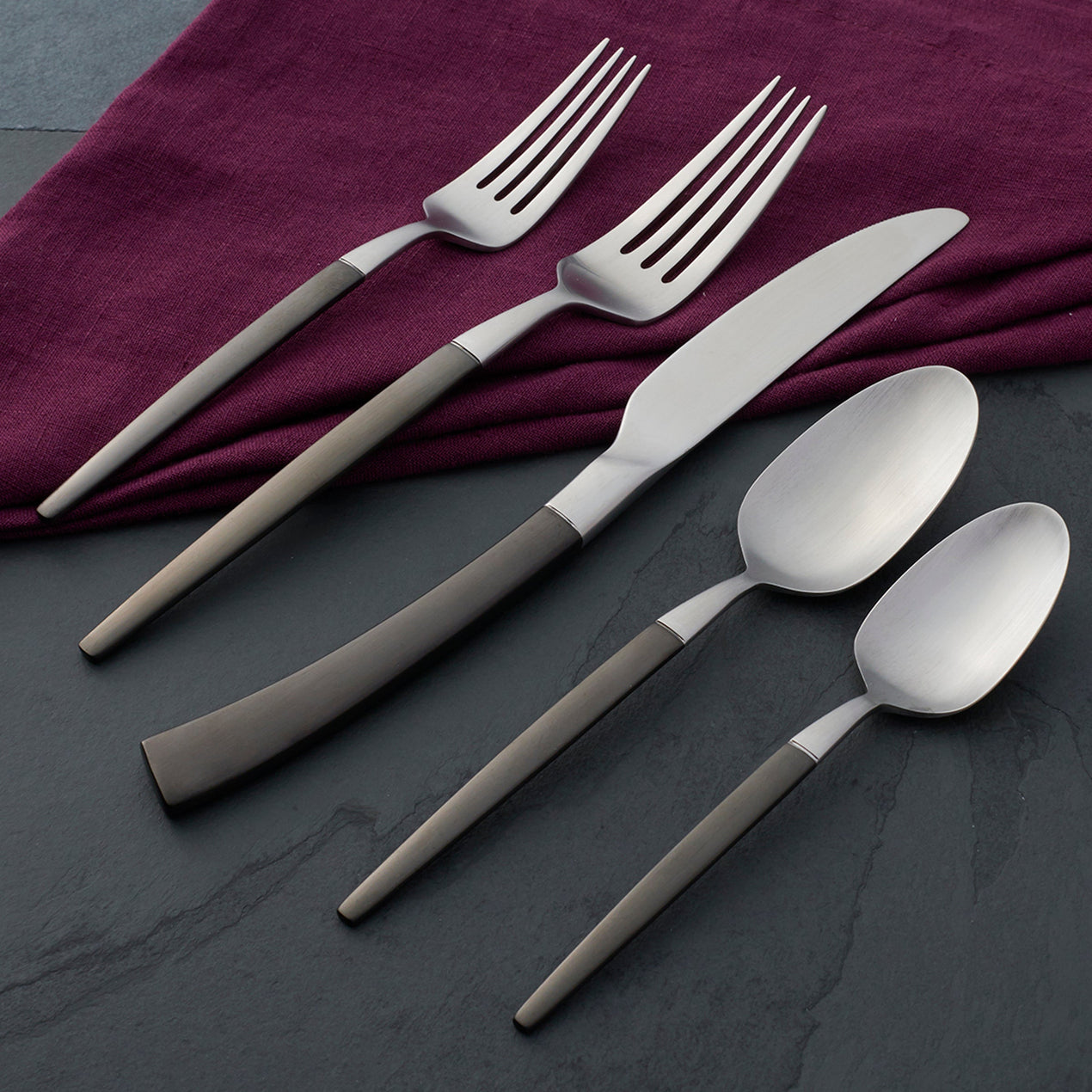 Adjacent Midnight 20 Piece Everyday Flatware Set, Service For 4