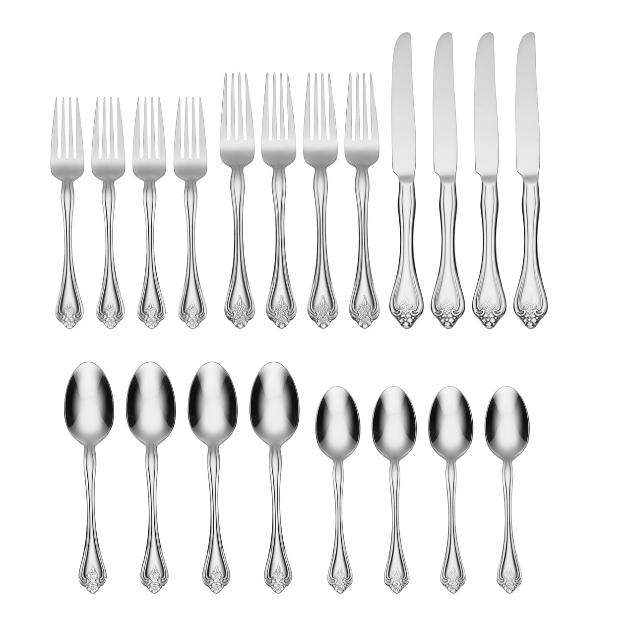 Boutonniere 20 Piece Everyday Flatware Set, Service For 4