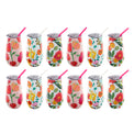 16 oz Floral Wine Tumblers With Straws, Set Of 12