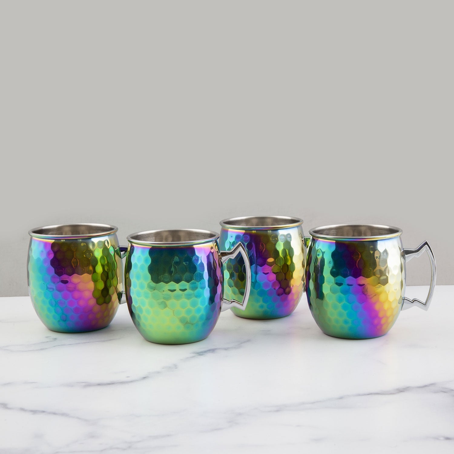 ★COURONNE★ Moscow Mule Cross 19_RXBRX25114BKX Hammered Rainbow Moscow Mule Mugs - Set Of 4 – Lenox Corporation