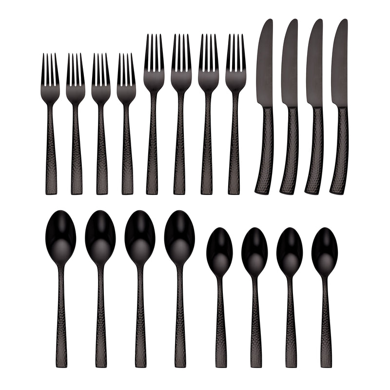 Paris Hammered Gunmetal Titanium 20-Piece Flatware Set