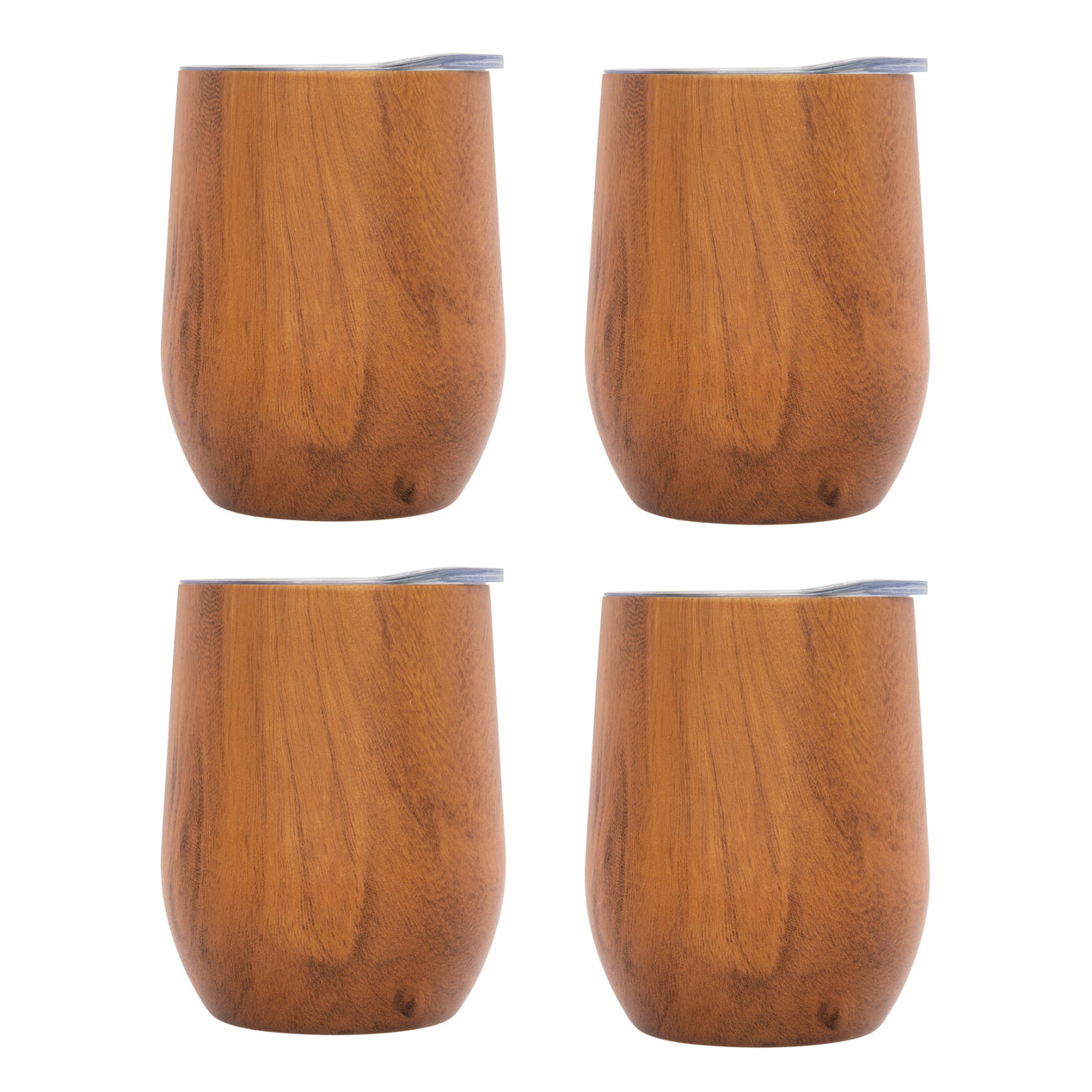 cambridge silversmiths 12 Oz Insulated Woodgrain Wine Tumblers Set Of 4