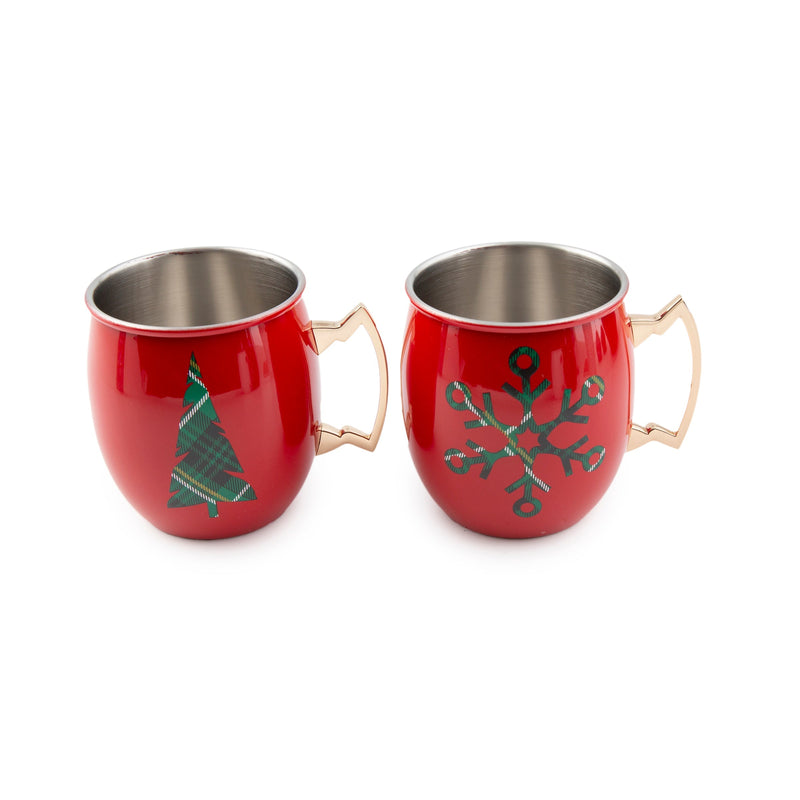 20 oz Red Christmas Moscow Mule Mugs, Set Of 2
