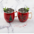 20 oz Red Christmas Moscow Mule Mugs, Set Of 2