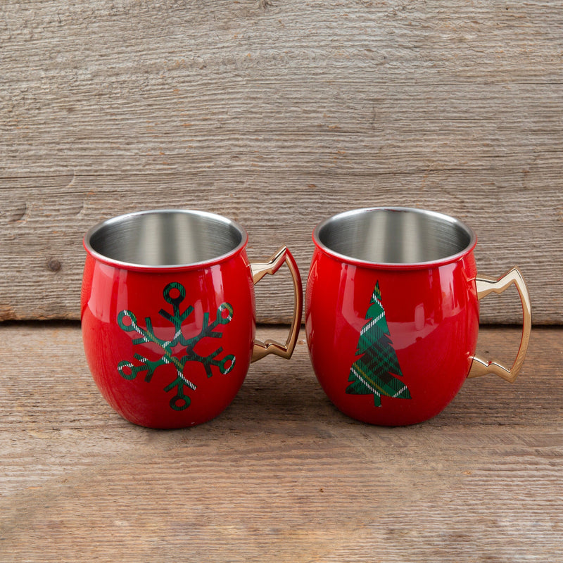 20 oz Red Christmas Moscow Mule Mugs, Set Of 2