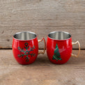 20 oz Red Christmas Moscow Mule Mugs, Set Of 2