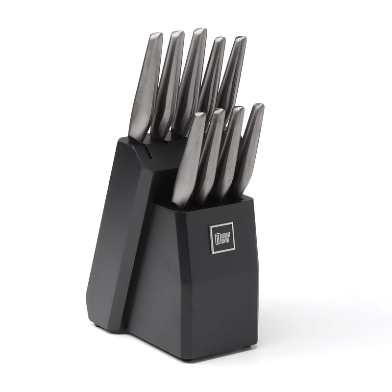 Robert Irvine 10-Piece Hollow Handle Black Cutlery Block