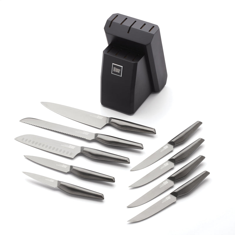 Robert Irvine 10-Piece Hollow Handle Black Cutlery Block
