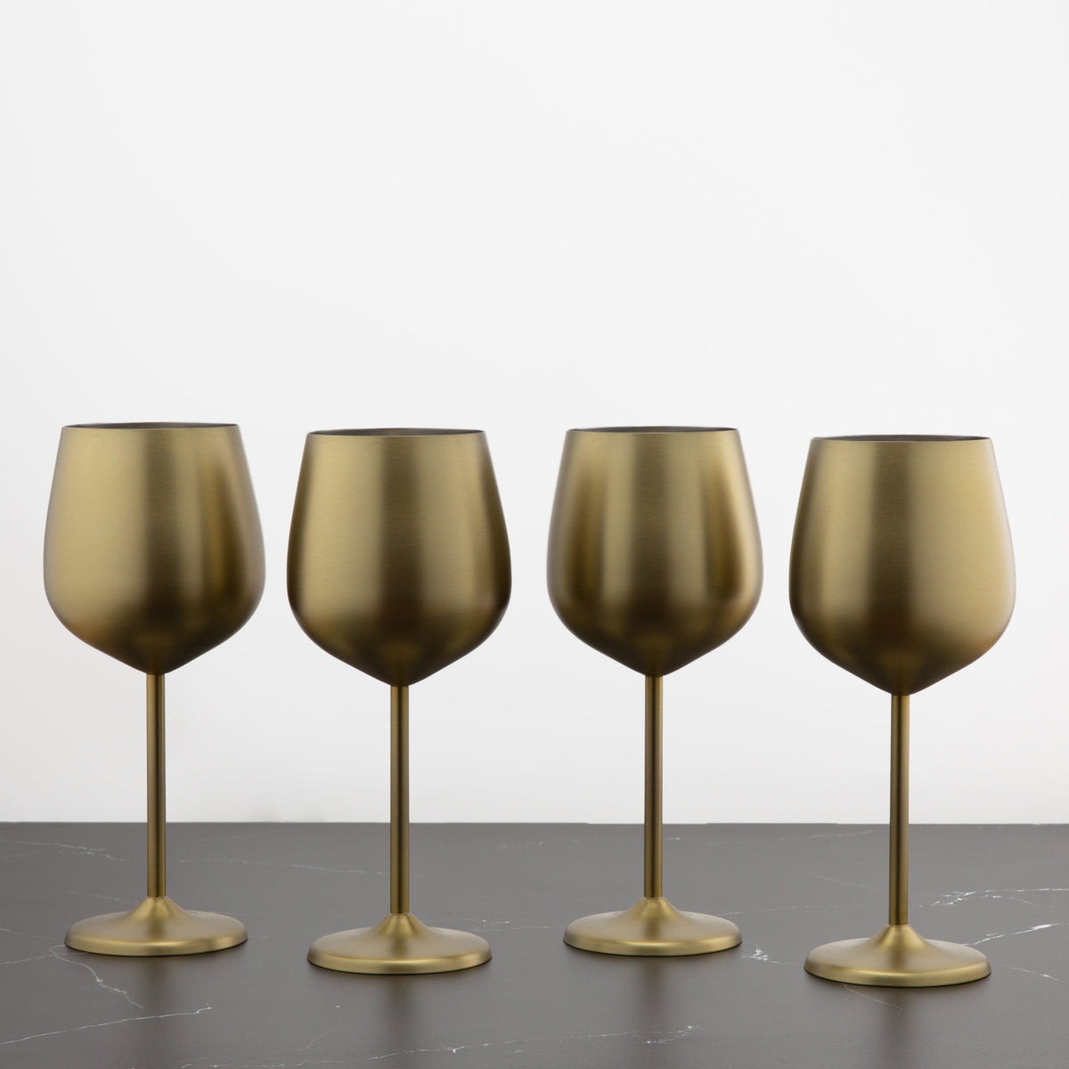 Gold Stainless Wine Glasses - Set Of 4