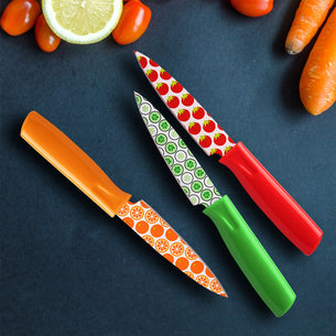 Printed Fruit 3-Piece Paring Knife Set