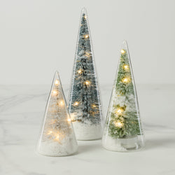 Lit Holiday Brush Trees 3-Piece Set