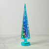 Led Lit Teal Glass Holiday Tree