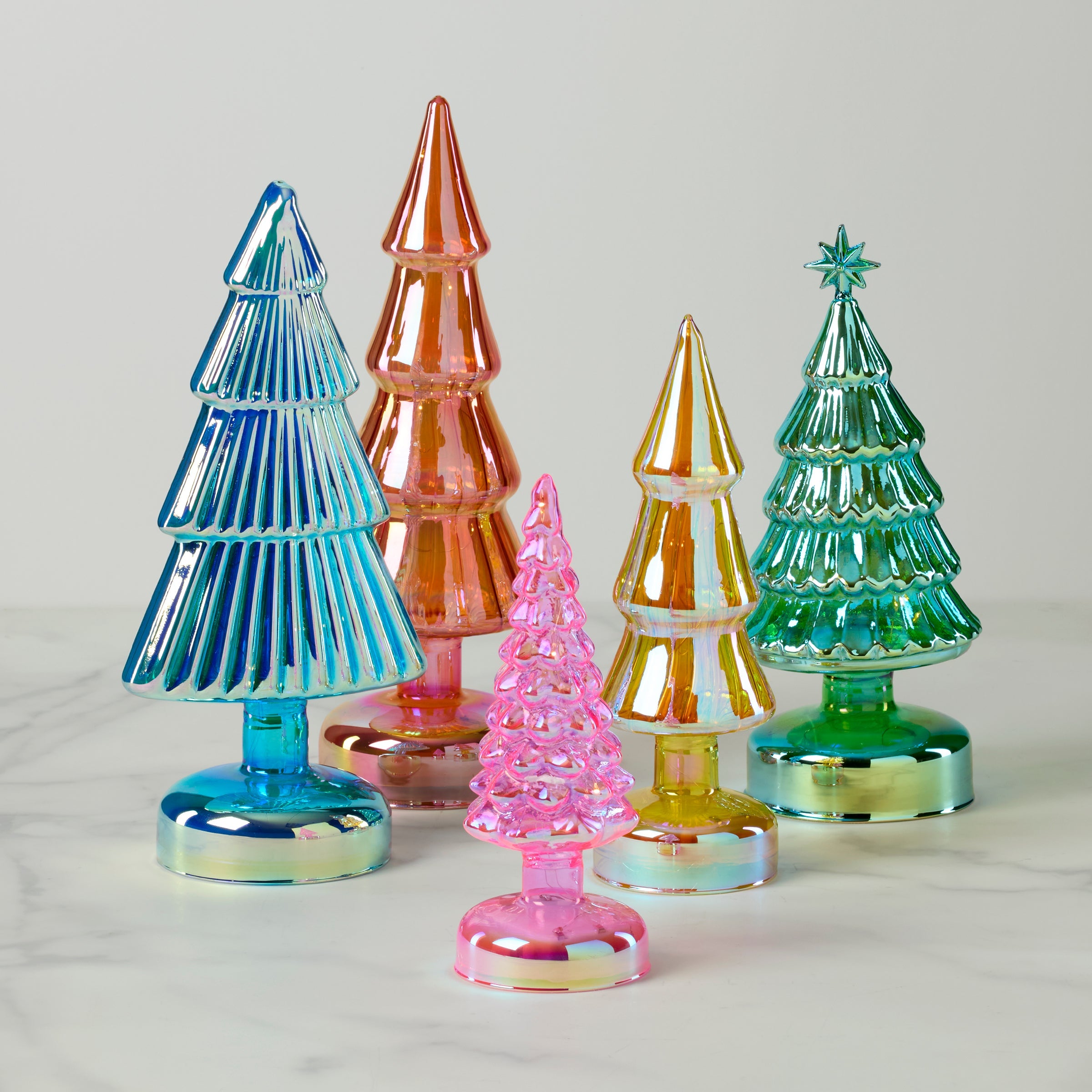 Small Multicolor Led Lit Holiday Trees 5-Piece Set – Lenox Corporation